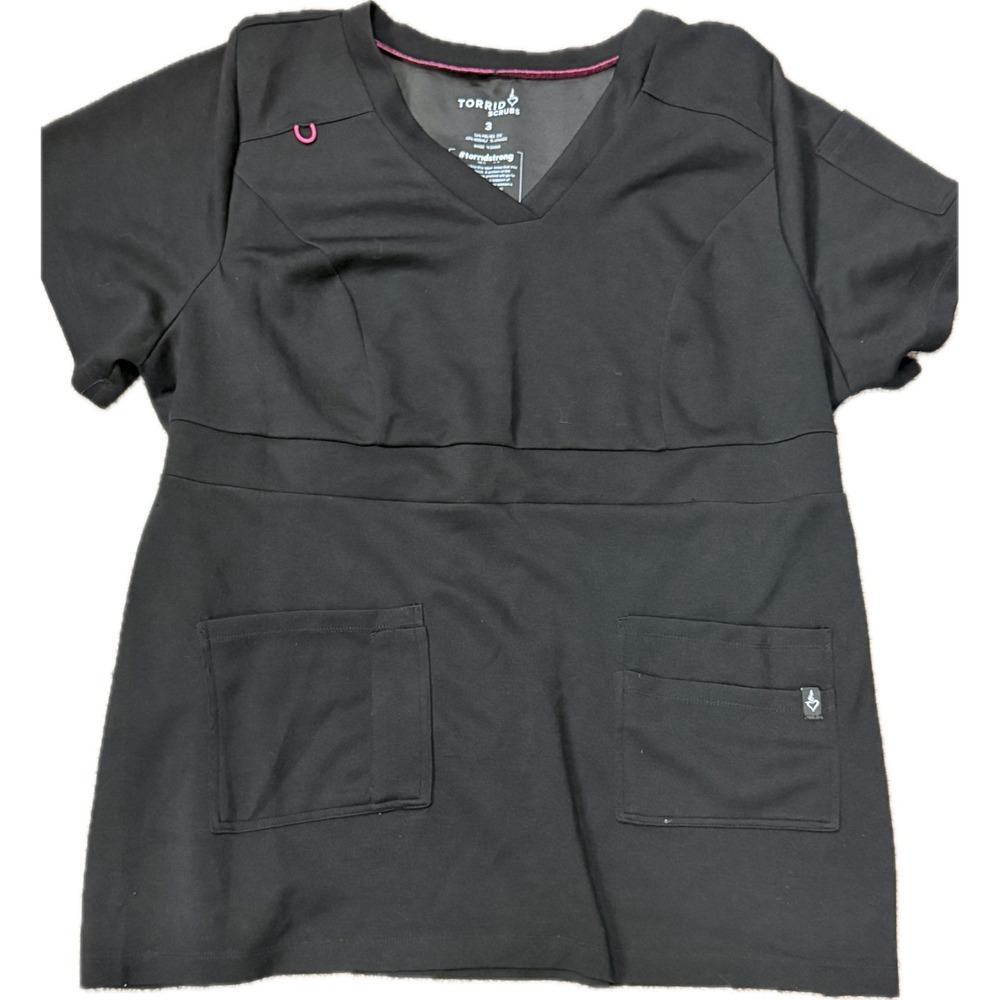 Torrid Scrubs Womens Plus Size 3 Black V-Neck Short Sleeve Pocket Scrub Top